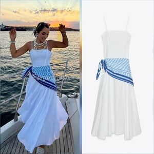 Zara Striped Scarf Midi Dress